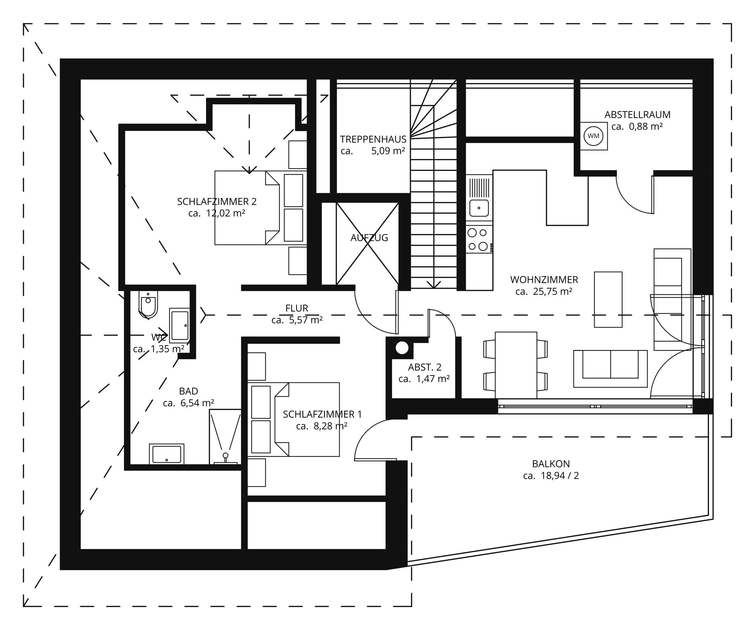 Grundriss Penthouse im Ferienhaus Luft