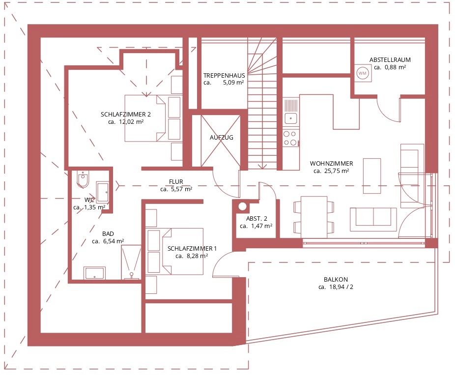 Grundriss Penthouse im Ferienhaus Luft